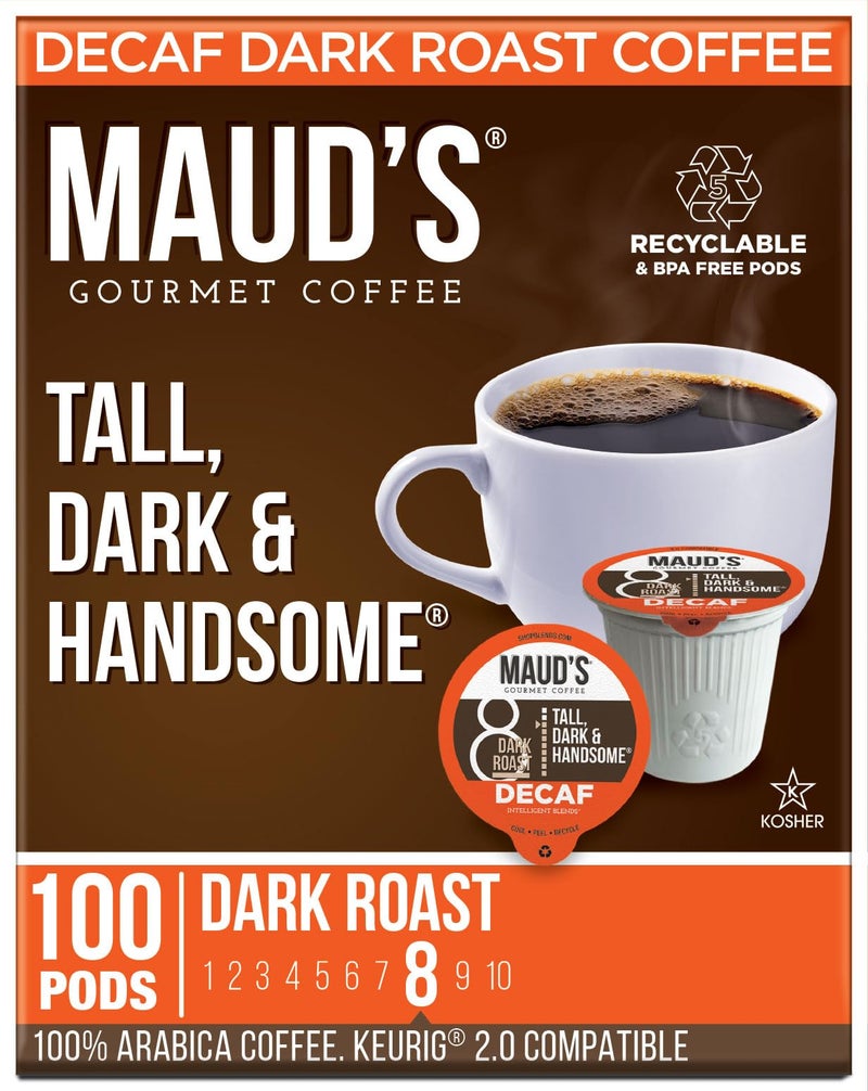 Maud's Decaf Dark Roast Coffee Pods, 100 ct, Decaffeinated Recyclable Single Serve Pods – 100% Arabica Coffee, Compatible with Keurig K Cups Maker - Image 1